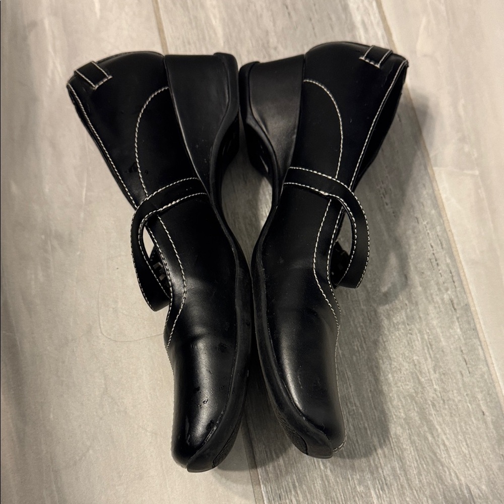 Unlisted Black Mary Jane Square-Toe Heels with White Stitching - Picture 8 of 8